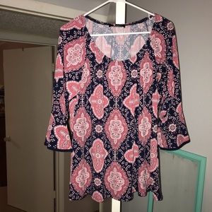 Black and Red Boho Style Blouse Top